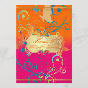 PixDezines Sweet 16/Butterfiles/Swirls/Dragonflies Inbjudningar