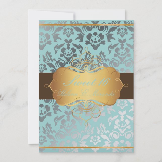 PixDezines Sweet 16/ Damask/tiara/diy färger Inbjudningar (Framsida)