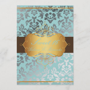 PixDezines Sweet 16/ Damask/tiara/diy färger Inbjudningar