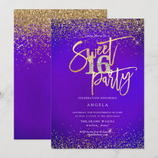 PixDezines Sweet 16 Diamond Glitter Ultra Violet Inbjudningar