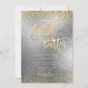 PixDezines Sweet 16 Diamond Silver Guld Glitter i Inbjudningar
