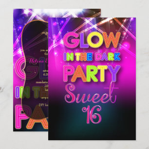 PixDezines Sweet 16, Laser Ljus/glöd Party Inbjudningar