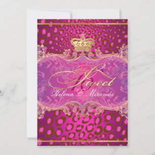 PixDezines Sweet 16/Magenta leopard/DIY färg!! Inbjudningar