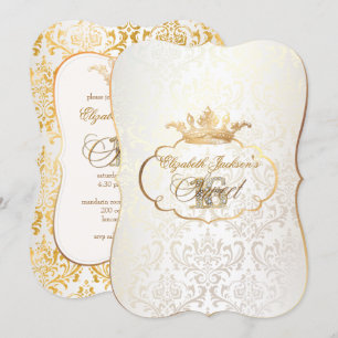 PixDezines Sweet 16/princess/rossi damask Inbjudningar