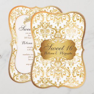 PixDezines Sweet 16/princess/rossi damask Inbjudningar