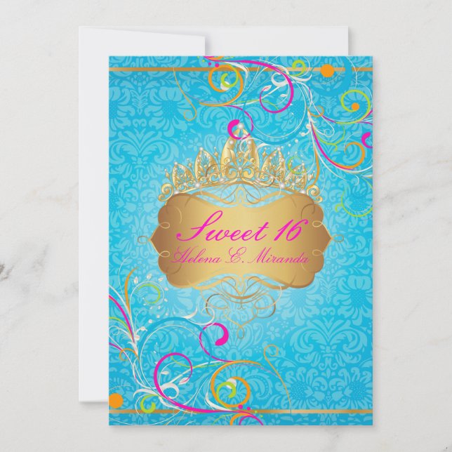 PixDezines Sweet 16/Rainbow Swirls Inbjudningar (Framsida)