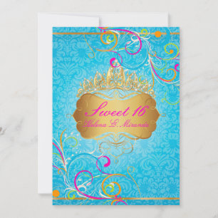 PixDezines Sweet 16/Rainbow Swirls Inbjudningar