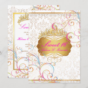 PixDezines SWEET 16/Rainbow Swirls Inbjudningar