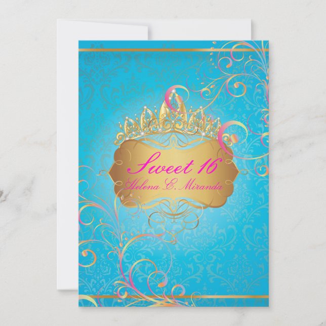 PixDezines Sweet 16/Rainbow Swirls Inbjudningar (Framsida)
