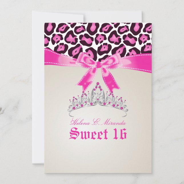 PixDezines Sweet 16/rosa jaguar Inbjudningar (Framsida)