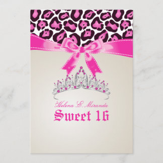 PixDezines Sweet 16/ rosa jaguar Inbjudningar