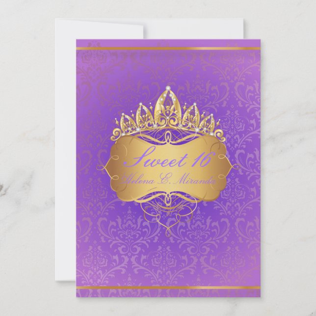 PixDezines Sweet 16/Vintage Rossi Damask Inbjudningar (Framsida)