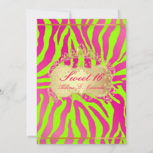 PixDezines Sweet 16/Zebra/dyy bakgrund Inbjudningar