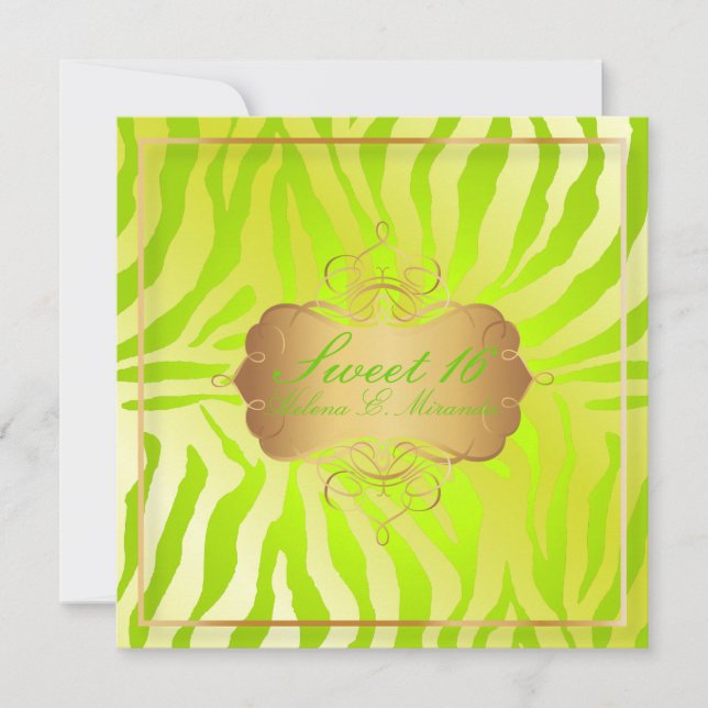 PixDezines Sweet 16/Zebra ränder Inbjudningar (Framsida)