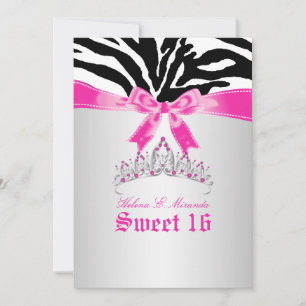 PixDezines Sweet 16/Zebra ränder Inbjudningar