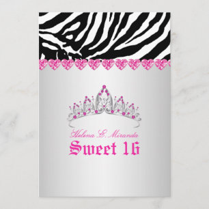 PixDezines Sweet 16/Zebra ränder Inbjudningar