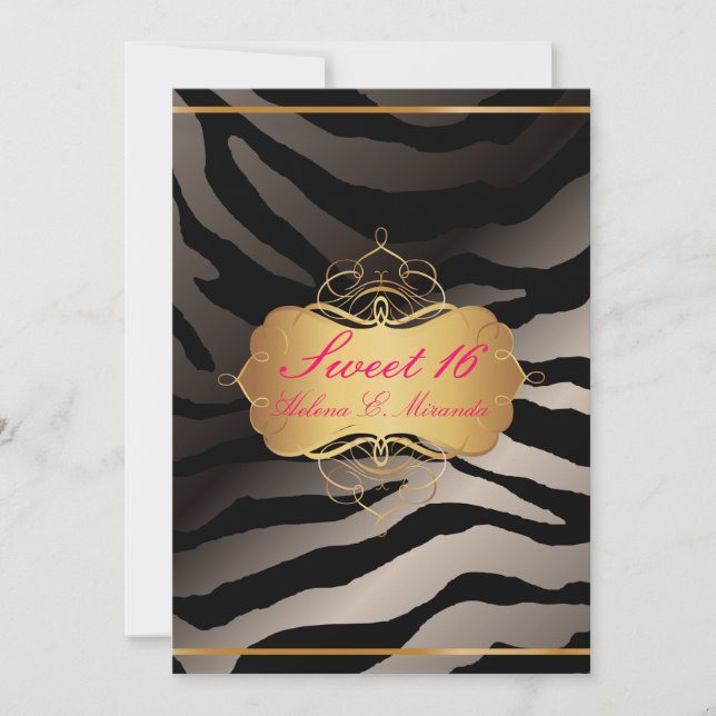 PixDezines Sweet 16/Zebra ränder Inbjudningar (Framsida)