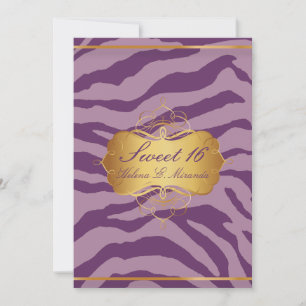 PixDezines Sweet 16/Zebra ränder Inbjudningar