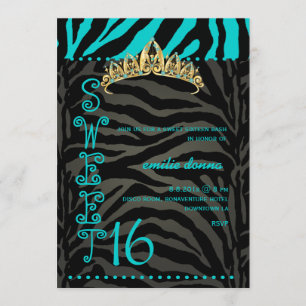 PixDezines Sweet 16/Zebra ränder Inbjudningar