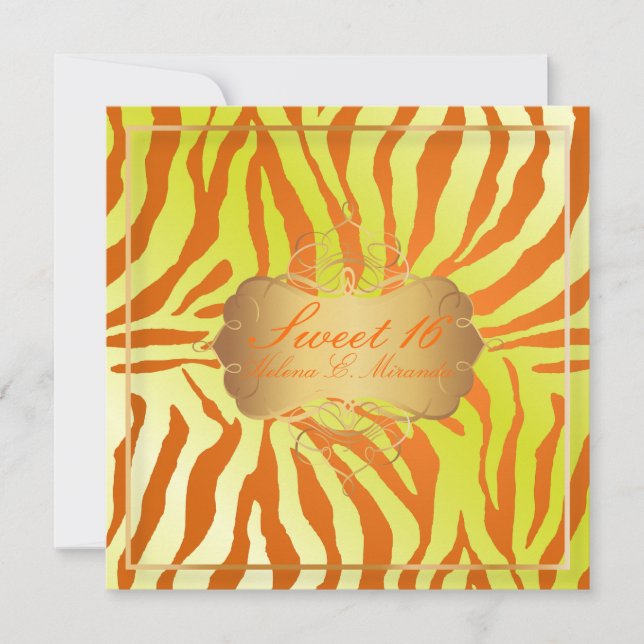 PixDezines Sweet 16/Zebra ränder Inbjudningar (Framsida)