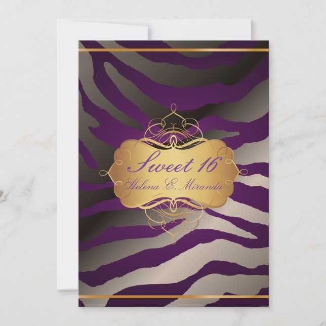 PixDezines Sweet 16/Zebra ränder Inbjudningar (Framsida)