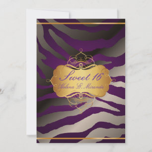 PixDezines Sweet 16/Zebra ränder Inbjudningar