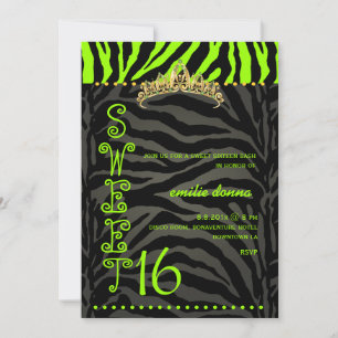 PixDezines Sweet 16/Zebra ränder Inbjudningar