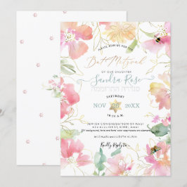 PixDezines  Sweetpeas Watercolor Bat mitzvah Inbjudningar
