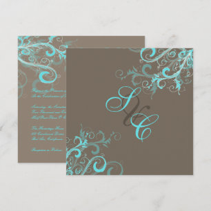 PixDezines Swirls, Aqua + kakao Inbjudningar