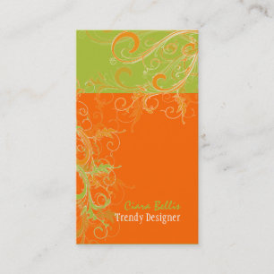 PixDezines Swirls /Granysmith+tangerine Visitkort