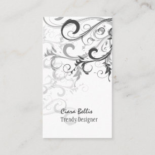 PixDezines Swirls / Graphite+Eggshell Visitkort