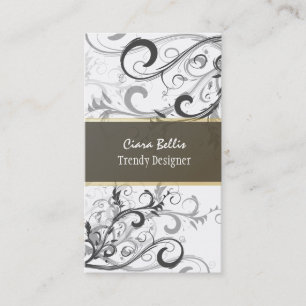 PixDezines Swirls / Graphite+Eggshell Visitkort