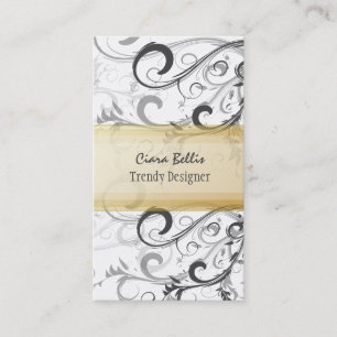 PixDezines Swirls / Graphite+Eggshell Visitkort
