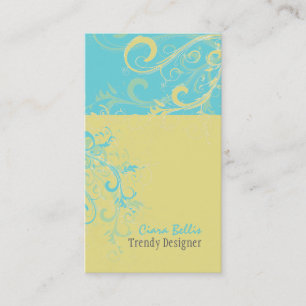 PixDezines Swirls /lemon+aqua Visitkort
