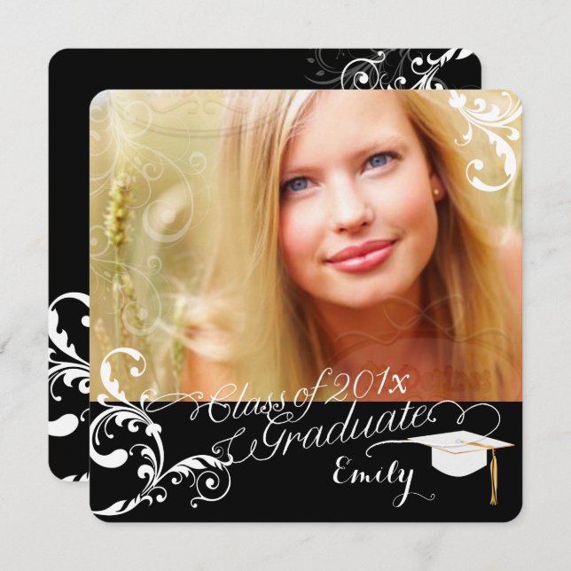 PixDezines Swirls Studenten/DIY färg+typsnitt Inbjudningar (Fram/baksida)