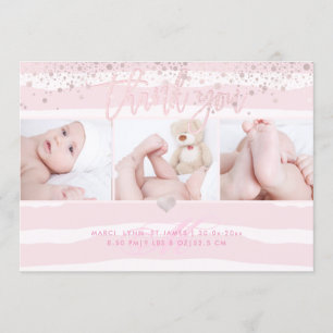 PixDezines Tack för födelsemeddelande för babyskor Inbjudningar