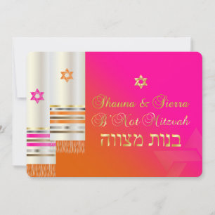 PixDezines talit/snyggt b'not mitzvah/diy färg Inbjudningar