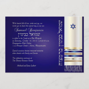 PixDezines talit/Snyggt Pub Mitzvah/blue/silver Inbjudningar