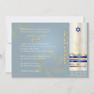 PixDezines talit/ Stilfull Bar Mitzvah/ ask/guld Inbjudningar