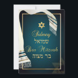 PixDezines tallit bar mitzvah/teal/guld Inbjudningar<br><div class="desc">PixDezines Bar Mitzvah,  med falsk silkes tallit med silver-,  guld-,  koppar- och teal-färgade kanter .. en av våra klassiska samlingar med gör-det-själv bakgrundsfärg,  samt typsnitt och färger.  Lätt att anpassa,  klicka bara på "Anpassa" för att redigera din text.  Alla bildfiler kan justeras.</div>