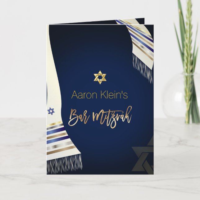 PixDezines tallit/foto pub mitzvah/DIY färg Inbjudan (Framsida)