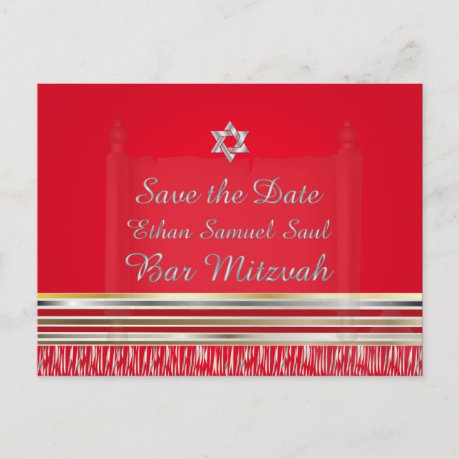 PixDezines TALLIT/RED/MITZVAH SPARA DATUM Meddelande Vykort (Framsida)