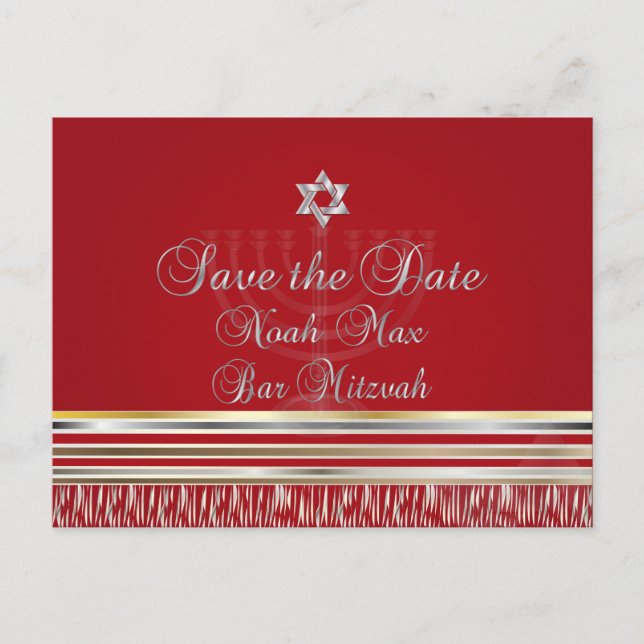 PixDezines TALLIT/RED/MITZVAH SPARA DATUM Meddelande Vykort (Framsida)