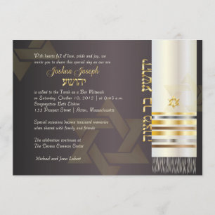 PixDezines tallit/Snyggt Pub Mitzvah/ash/guld Inbjudningar