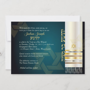 PixDezines tallit/Snyggt Pub Mitzvah/ash/guld Inbjudningar