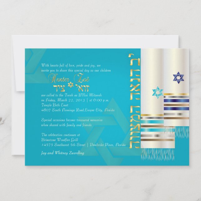 PixDezines tallits b'nai mitzvah/diy färg Inbjudningar (Framsida)