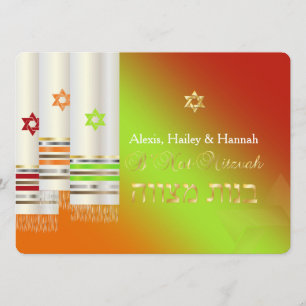 PixDezines Tallits/Stilfull B'not Mitzvah/gör-det- Inbjudningar