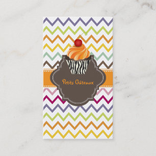 PixDezines tangelo swirls cupaka+chevron Visitkort