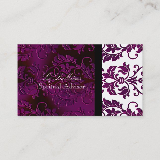 PixDezines Tanza Damask/DIY bakgrund/plommon Visitkort (Framsida)