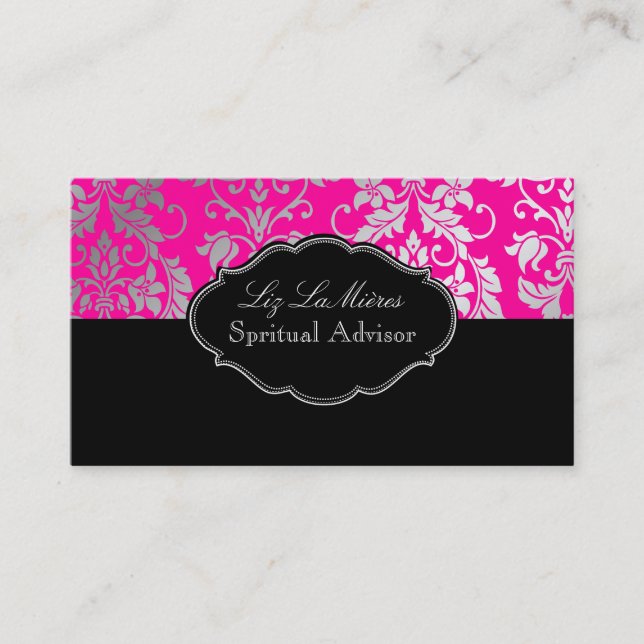 PixDezines Tanza Damask/DIY bakgrund/rosa Visitkort (Framsida)